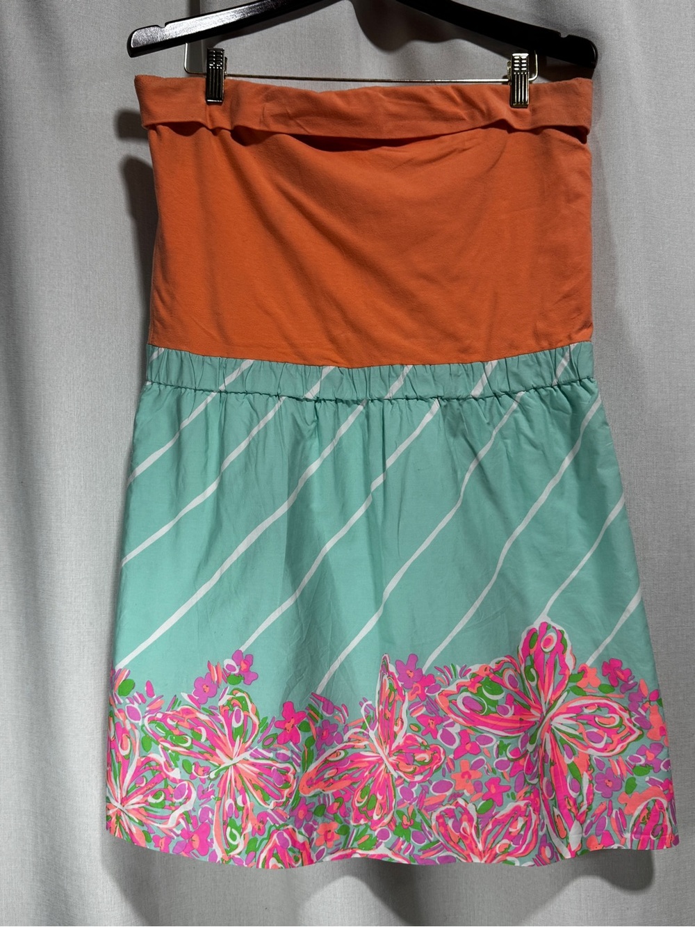 Lilly Pulitzer Women's Strapless Dress XL Bright Colors Cotton